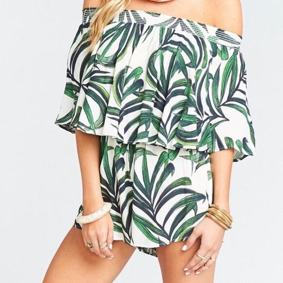 Show Me Your MuMu Rosarita Romper in Peruvian Palm Breeze Small - Picture 1 of 9